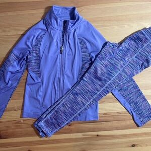 Champion 2 Piece Outfit Zip Up Jacket Purple Leggings Athletic Kids size S 6 6x